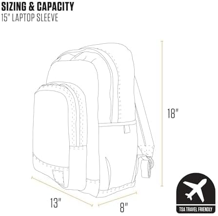 Carhartt 25L Classic Laptop Backpack, Durable Water-Resistant Pack W/ 15" Laptop Sleeve and Multiple Organizational Compartments, PFAS Free, Black - Image 5