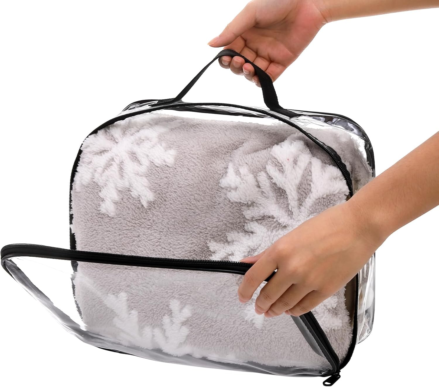 Fasmov 6 Pack Large Clear Travel Packing Cube, See-Through PVC Organizer, Vinyl Zippered Storage Bags Multipurpose Pouch with Handle for Suitcase Pants, Cashmere, Sweaters Shirts Dress Storage - Image 4
