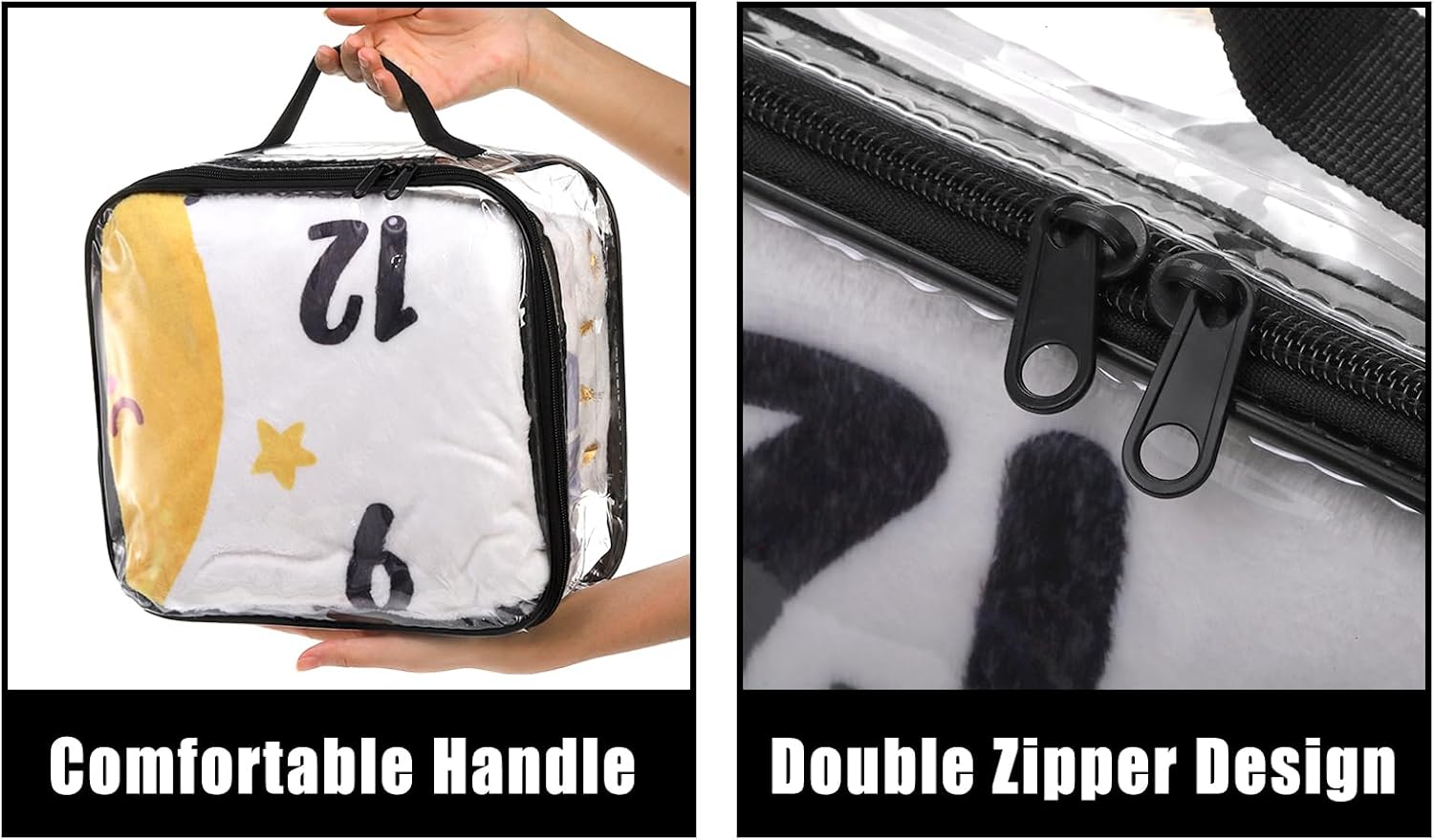 Fasmov 6 Pack Large Clear Travel Packing Cube, See-Through PVC Organizer, Vinyl Zippered Storage Bags Multipurpose Pouch with Handle for Suitcase Pants, Cashmere, Sweaters Shirts Dress Storage - Image 5